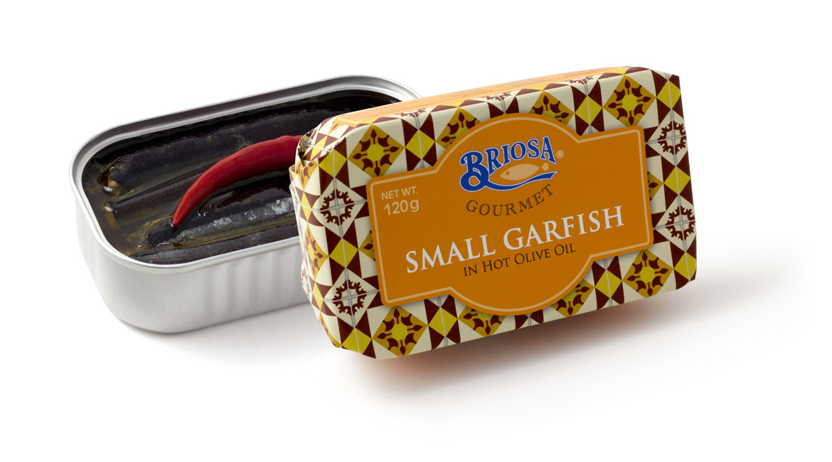 קופסת דג מחט קטן בשמן זית פיקנטי מקטלוג BRIOSA GOURMET